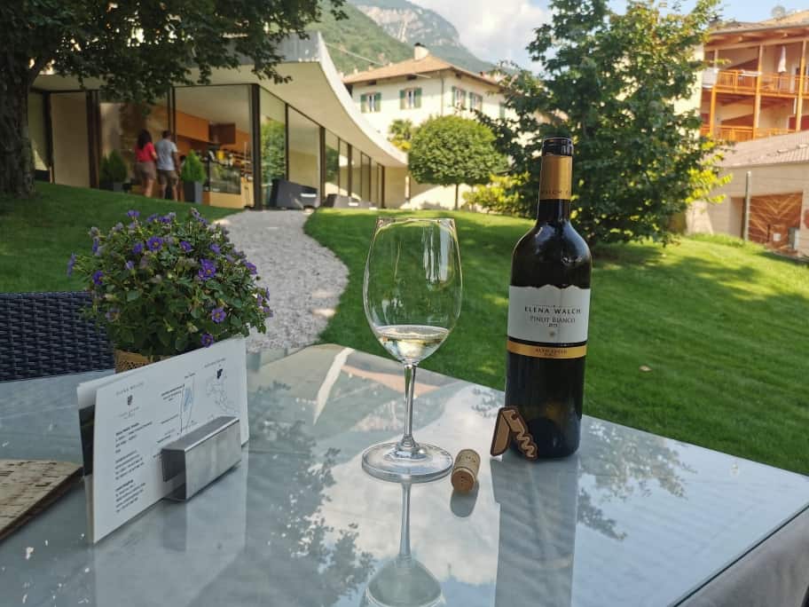 Calice e bottiglia di Elena Walch Pinot Bianco, Alto Adige DOC, 2020