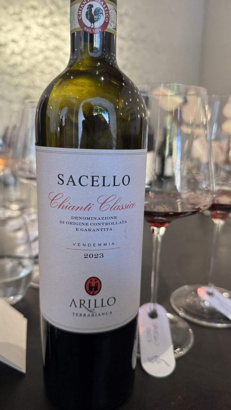 Il Chianti Classico Sacello DOCG 2023 di Arillo in Terrabianca in abbinamento al Fusilloro in zuppa di pesce durante il Press Lunch del 4 giugno 2026 al ristorante Per Me di Giulio Terrinoni
